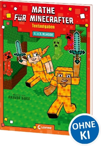Buchcover und Innenansicht für das Buch: Math for Minecrafters: Word Problems Grades 1-2