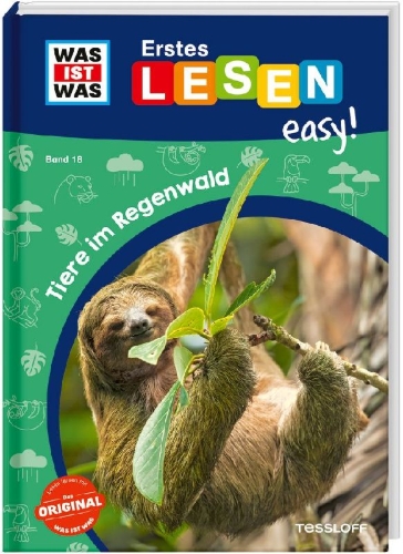 Buchcover und Innenansicht für das Buch: WAS IST WAS Erstes Lesen easy! Band 18. Tiere im Regenwald