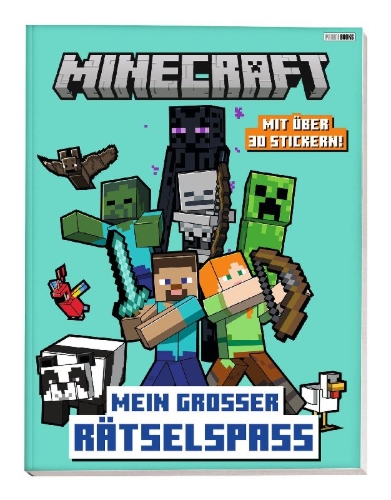 Buchcover und Innenansicht für das Buch: Minecraft: Mein großer Rätselspaß