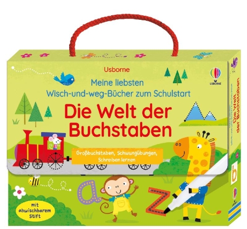 Buchcover und Innenansicht für das Buch: Meine liebsten Wisch-und-weg-Bücher zum Schulstart: Die Welt der Buchstaben