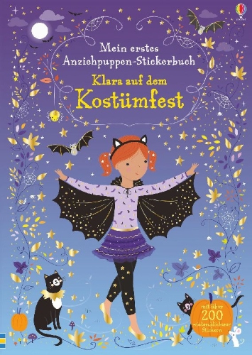 Buchcover und Innenansicht für das Buch: Mein erstes Anziehpuppen-Stickerbuch: Klara auf dem Kostümfest