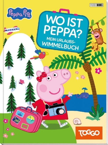 Buchcover und Innenansicht für das Buch: Peppa Pig: Wo ist Peppa? Mein Urlaubs-Wimmelbuch