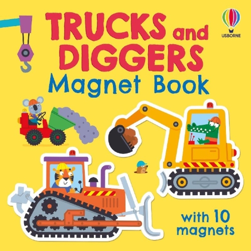 Buchcover und Innenansicht für das Buch: Trucks and Diggers Magnet Book
