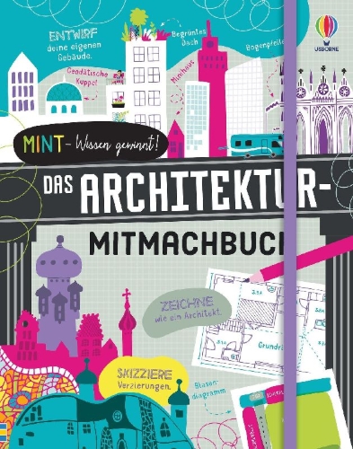 Buchcover und Innenansicht für das Buch: MINT - Wissen gewinnt! Das Architektur-Mitmachbuch