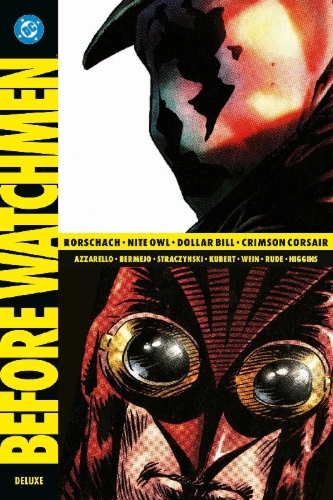 Buchcover und Innenansicht für das Buch: [Before Watchmen]; Rorschach 1-4; []: Nite Owl 1-4; []: Dollar Bill 1; []: Minutemen 1-5 (II); []: Silk Spectre 1-4 (II); []: Comedian 1-4 (II); []: Ozymandias 1-4 (II); []: Dr. Mannhatten 1-3 (III); []: Moloch 1-2 (II)