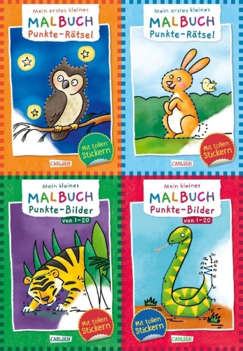 Buchcover und Innenansicht für das Buch: Box: Mein kleines Malbuch: Lustige Punkte-Bilder (4x5 Exemplare)