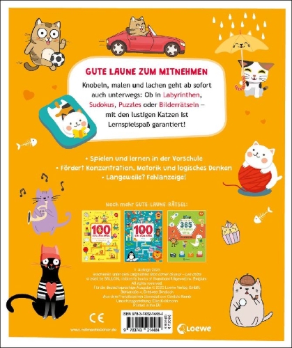 Buchcover und Innenansicht für das Buch: Mon cahier de jeux - Les chats (OT)