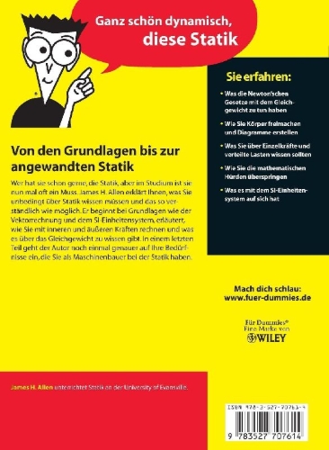 Buchcover und Innenansicht für das Buch: Statik für Maschinenbauer für Dummies