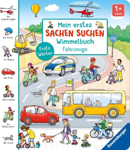 Buchcover und Innenansicht für das Buch: Mein erstes Sachen suchen Wimmelbuch: Fahrzeuge