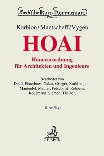 Buchcover und Innenansicht für das Buch: Honorarordnung für Architekten und Ingenieure (HOAI)