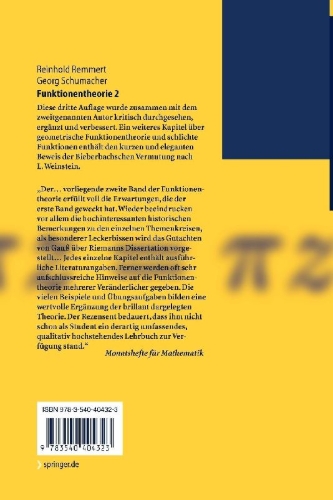 Buchcover und Innenansicht für das Buch: Funktionentheorie 2