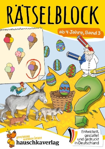Buchcover und Innenansicht für das Buch: Rätselblock ab 4 Jahre - Band 3