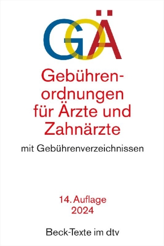 Buchcover und Innenansicht für das Buch: Gebührenordnungen für Ärzte und Zahnärzte. GOÄ