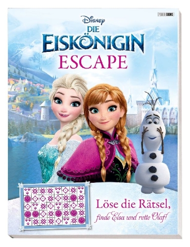 Buchcover und Innenansicht für das Buch: Disney Die Eiskönigin: ESCAPE - Löse die Rätsel, finde Elsa und rette Olaf!