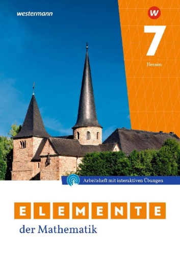 Buchcover und Innenansicht für das Buch: Elemente der Mathematik SI 7. Arbeitsheft mit Lösungen und Interaktiven Übungen. Für Gymnasien in Hessen