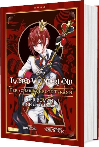 Buchcover und Innenansicht für das Buch: Disney: Twisted Wonderland - Roman: Der scharlachrote Tyrann
