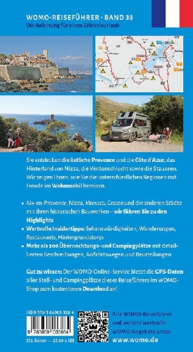 Buchcover und Innenansicht für das Buch: Entdeckertouren mit dem Wohnmobil Provence Cote d' Azur Der Osten