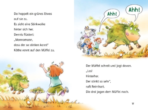 Buchcover und Innenansicht für das Buch: Reimhart Reimwolf - Mächtig Wind ums Müffel-Kind