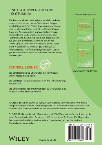 Buchcover und Innenansicht für das Buch: Wiley-Schnellkurs Investition und Finanzierung