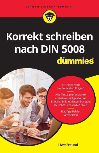 Buchcover und Innenansicht für das Buch: Korrekt schreiben nach DIN 5008 für Dummies