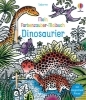 Buchcover und Innenansicht für das Buch: Mein Farbenzauber-Malbuch: Dinosaurier