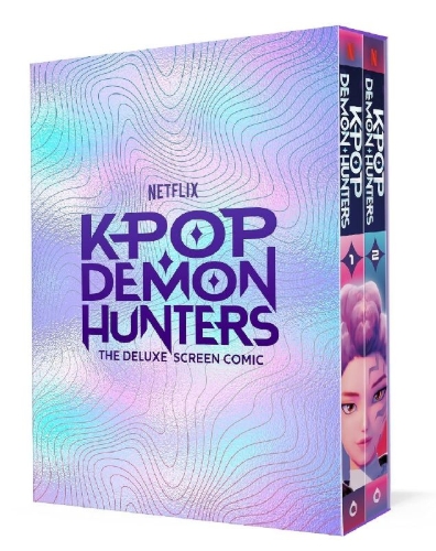 Buchcover und Innenansicht für das Buch: KPop Demon Hunters: The Official Screen Comic Boxed Set
