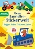 Buchcover und Innenansicht für das Buch: Meine Baustellen-Stickerwelt: Bagger, Kräne, Traktoren, Laster