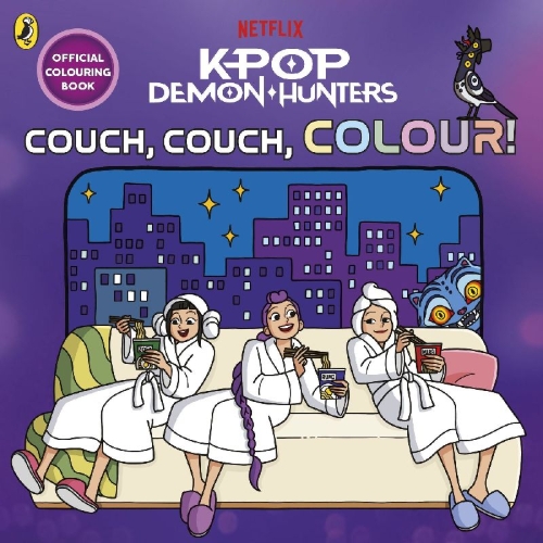 Buchcover und Innenansicht für das Buch: KPop Demon Hunters: Couch, Couch, Colour!: Official Colouring Book