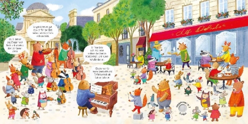 Buchcover und Innenansicht für das Buch: Mein Klassik-Klangbuch: Das Tierorchester spielt Chopin