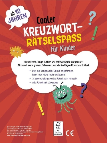 Buchcover und Innenansicht für das Buch: Kreuzworträtsel ab 10 Jahren