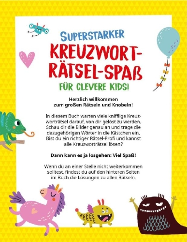 Buchcover und Innenansicht für das Buch: Kreuzworträtsel ab 10 Jahren