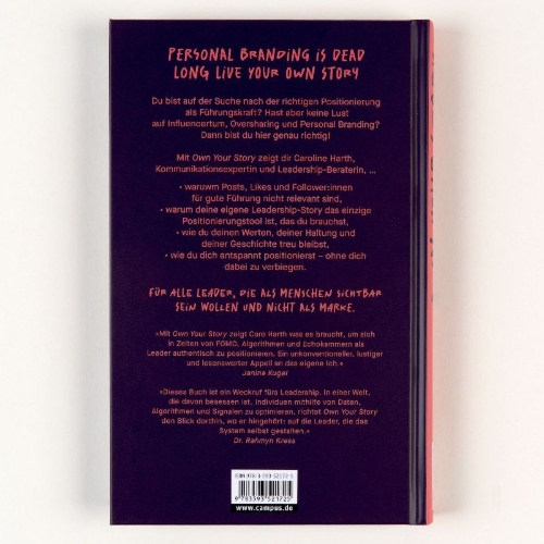 Buchcover und Innenansicht für das Buch: Own Your Story