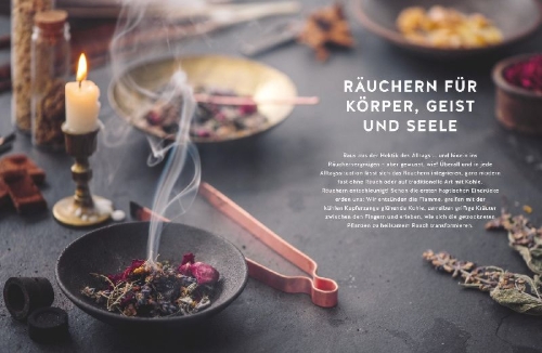 Buchcover und Innenansicht für das Buch: Heilsames Räuchern mit Wildpflanzen