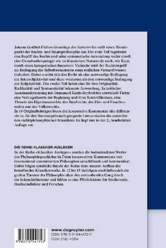 Buchcover und Innenansicht für das Buch: Johann Gottlieb Fichte: Grundlage des Naturrechts