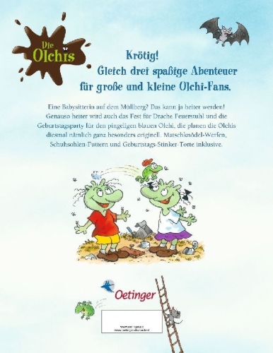 Buchcover und Innenansicht für das Buch: Die Olchis. So schön ist es in Schmuddelfing!