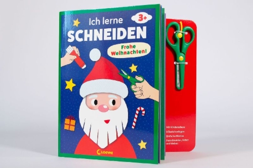 Buchcover und Innenansicht für das Buch: Ich lerne schneiden - Frohe Weihnachten!