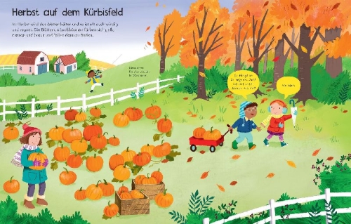 Buchcover und Innenansicht für das Buch: Mein erstes Stickerbuch: Das Wetter rund ums Jahr
