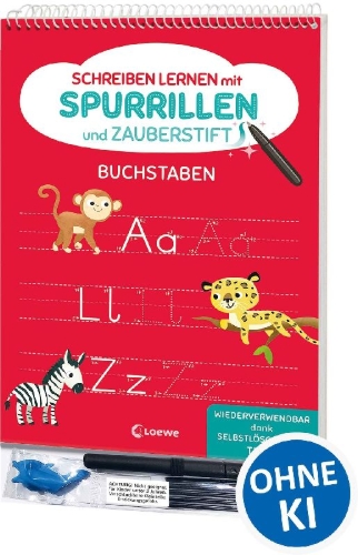 Buchcover und Innenansicht für das Buch: Schreiben lernen mit Spurrillen und Zauberstift - Buchstaben