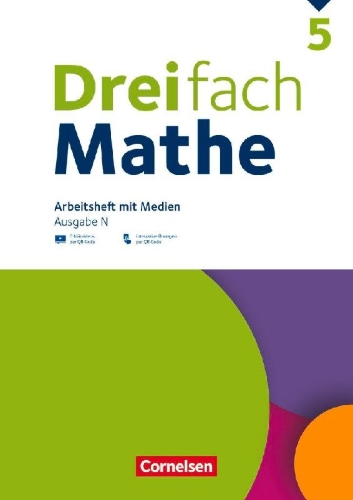 Buchcover und Innenansicht für das Buch: Dreifach Mathe 5. Schuljahr - Ausgabe N - Arbeitsheft mit Medien und Lösungen