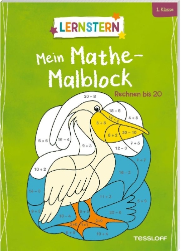 Buchcover und Innenansicht für das Buch: LERNSTERN. Mein Mathe-Malblock. Rechnen bis 20
