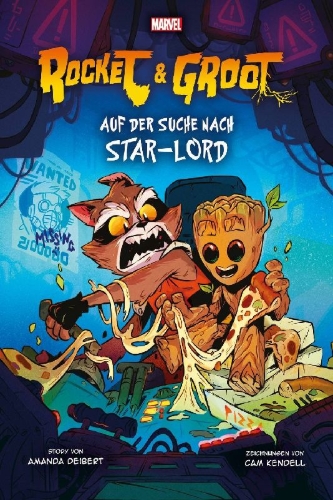 Buchcover und Innenansicht für das Buch: Rocket and Groot: The Hunt for Star-Lord