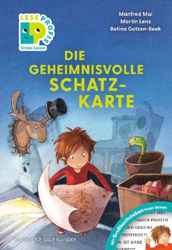 Buchcover und Innenansicht für das Buch: Leseprofis - GROSSBUCHSTABEN: DIE GEHEIMNISVOLLE SCHATZKARTE, Erstes Lesen