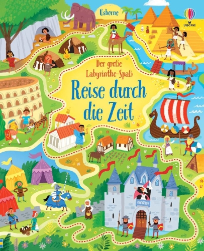 Buchcover und Innenansicht für das Buch: Der große Labyrinthe-Spaß: Reise durch die Zeit