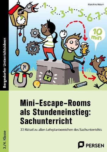 Buchcover und Innenansicht für das Buch: Mini-Escape-Rooms als Stundeneinstieg: SU