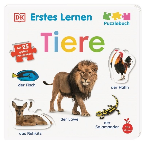 Buchcover und Innenansicht für das Buch: Erstes Lernen Puzzlebuch. Tiere