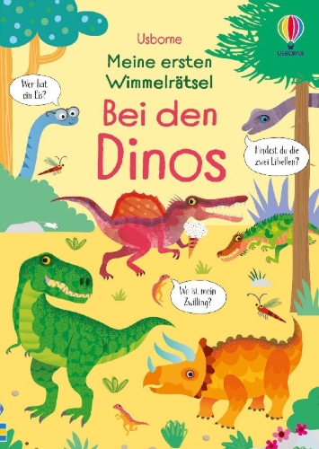 Buchcover und Innenansicht für das Buch: Meine ersten Wimmelrätsel: Bei den Dinos
