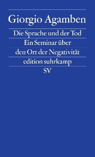 Buchcover und Innenansicht für das Buch: Il linuaggio e la morte. Un seminario sul luogo della negativitá