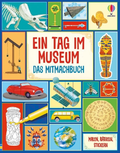 Buchcover und Innenansicht für das Buch: Ein Tag im Museum - Das Mitmachbuch