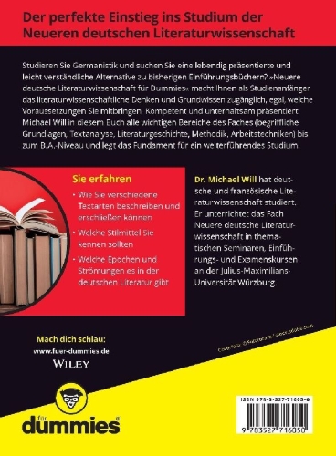 Buchcover und Innenansicht für das Buch: Neuere Deutsche Literaturwissenschaft für Dummies