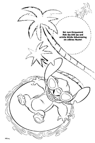 Buchcover und Innenansicht für das Buch: Disney Stitch - Coloriage surprise - Colorie et découvre les motifs, c'est magique !